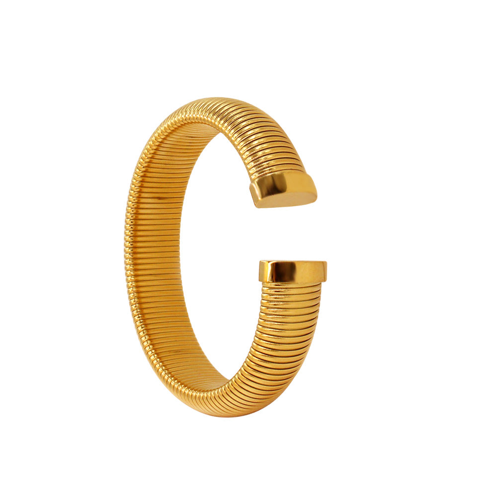 Simple Style Classic Style Solid Color Stainless Steel Plating 18k Gold Plated Bangle