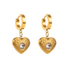 1 Pair Sweet Simple Style Heart Shape Inlay Stainless Steel Zircon Drop Earrings