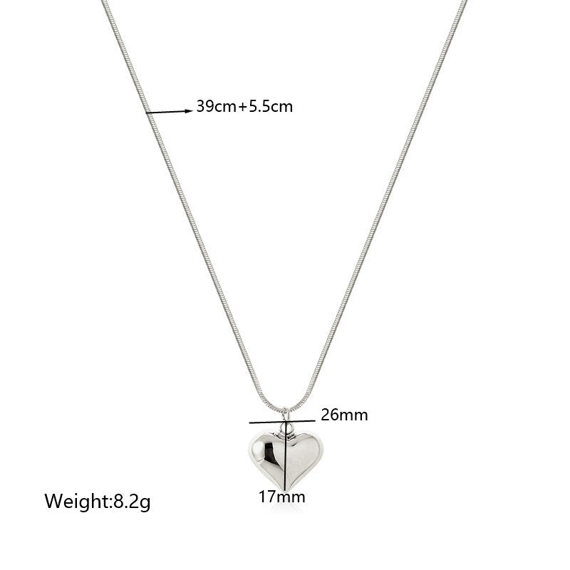 Wholesale Simple Style Heart Shape Stainless Steel Plating Hollow Out Pendant Necklace