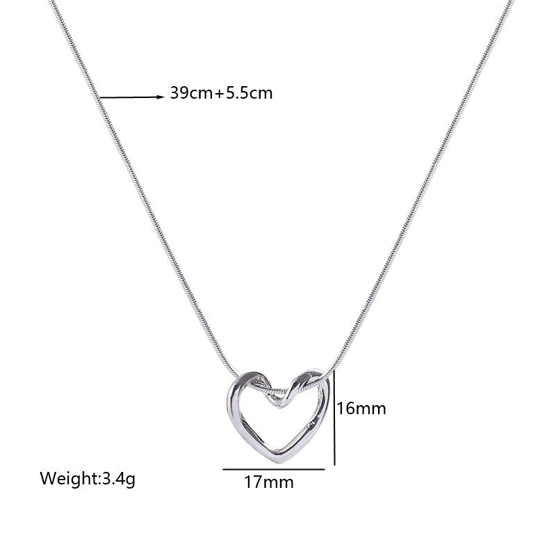 Wholesale Simple Style Heart Shape Stainless Steel Plating Hollow Out Pendant Necklace