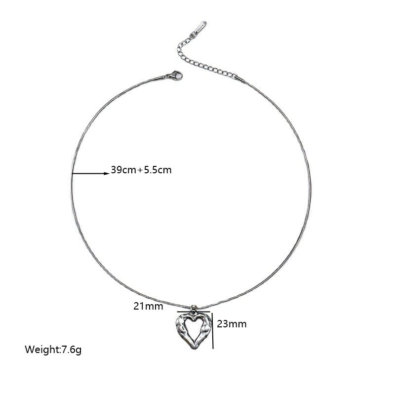 Wholesale Simple Style Heart Shape Stainless Steel Plating Hollow Out Pendant Necklace