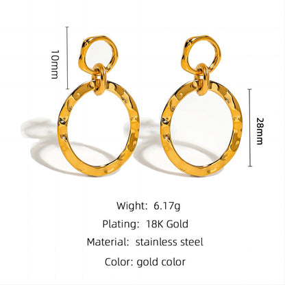 1 Pair Simple Style Solid Color Plating Stainless Steel 18k Gold Plated Drop Earrings