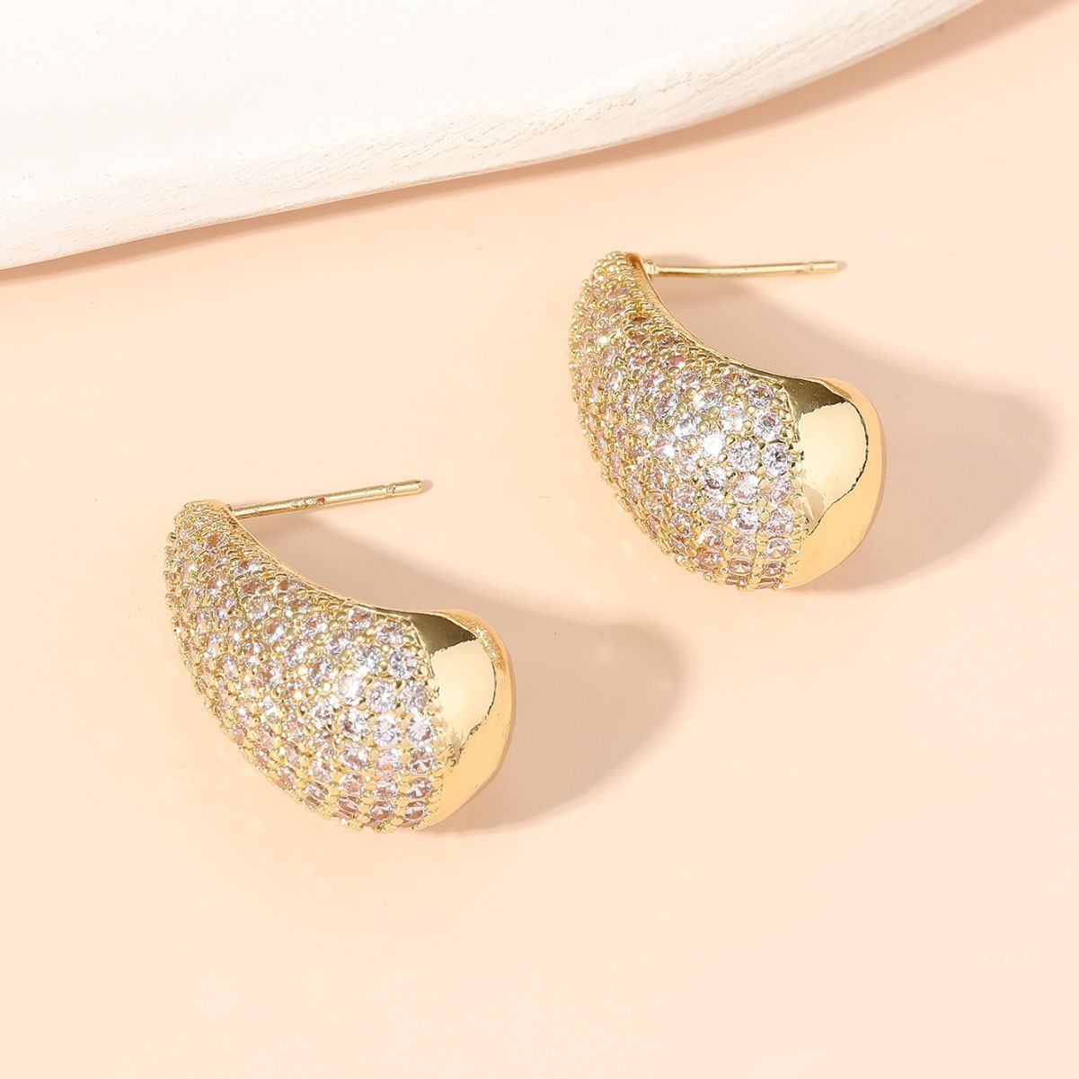 1 Pair Elegant Glam Water Droplets Plating Inlay Copper Rhinestones Ear Studs