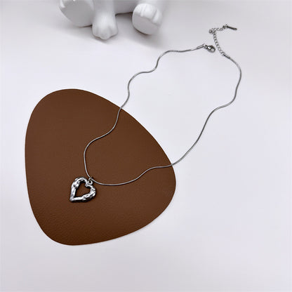 Wholesale Simple Style Heart Shape Stainless Steel Plating Hollow Out Pendant Necklace