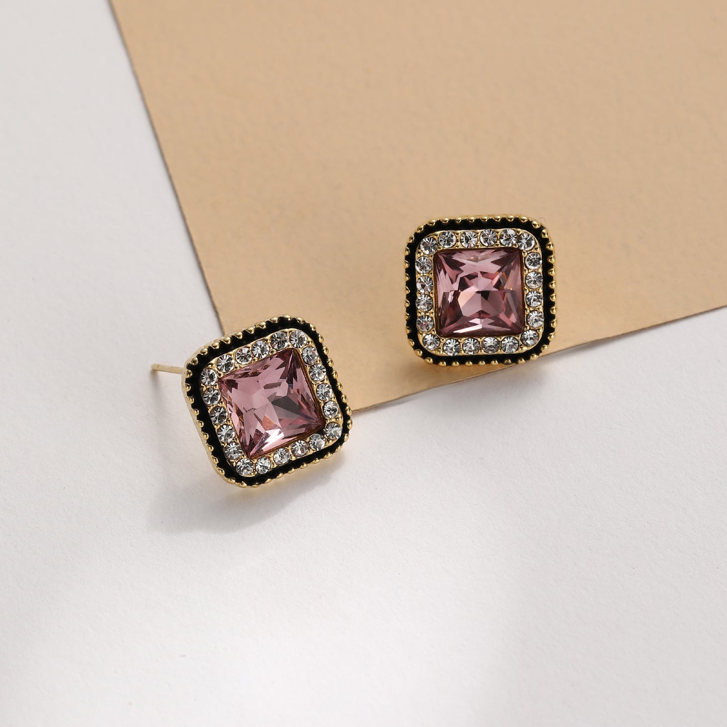 1 Pair Simple Style Classic Style Square Inlay Alloy Zircon Ear Studs