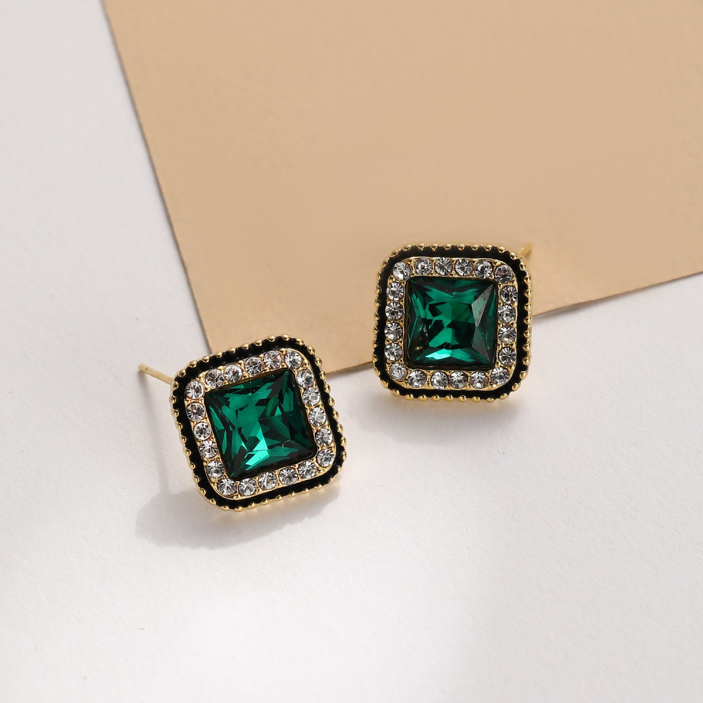 1 Pair Simple Style Classic Style Square Inlay Alloy Zircon Ear Studs