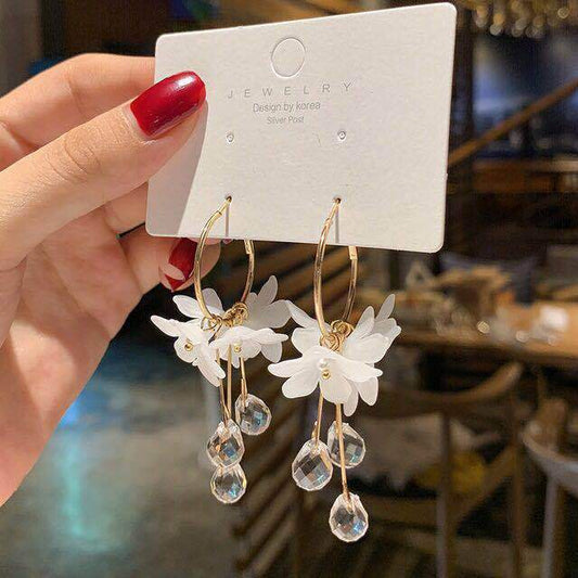1 Pair Elegant Flower Copper Drop Earrings