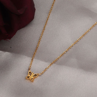 Wholesale Simple Style Streetwear Butterfly Stainless Steel Plating 18k Gold Plated Pendant Necklace