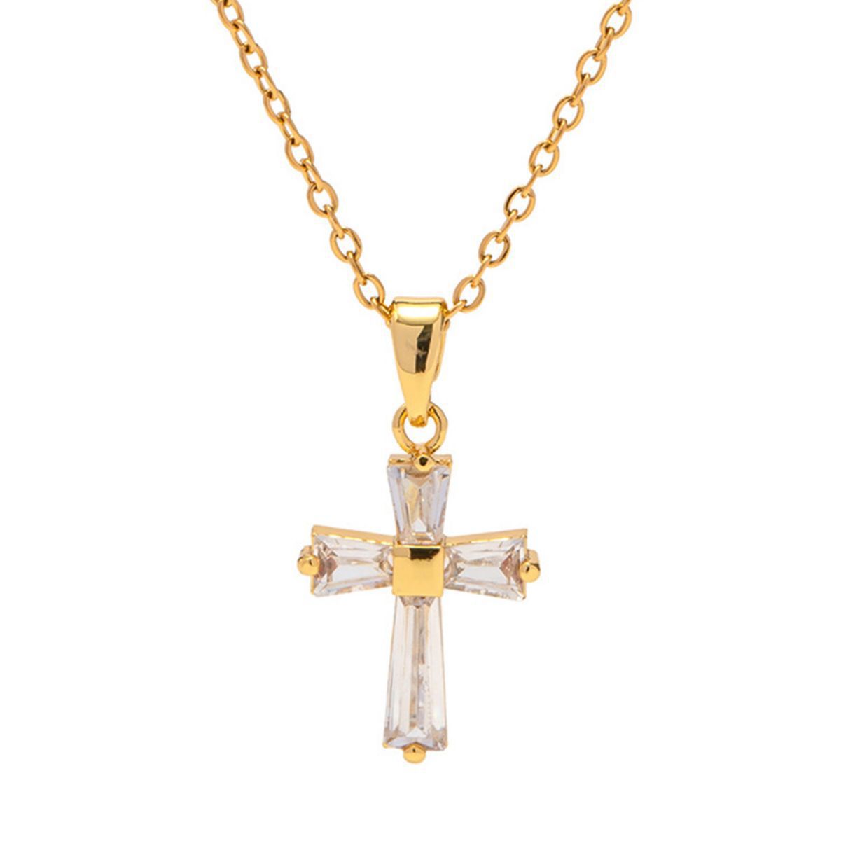 Ig Style Modern Style Cross Stainless Steel Copper Plating Inlay Zircon Pendant Necklace