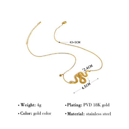 Ig Style Retro Commute Snake Stainless Steel Plating 18k Gold Plated Bracelets Necklace