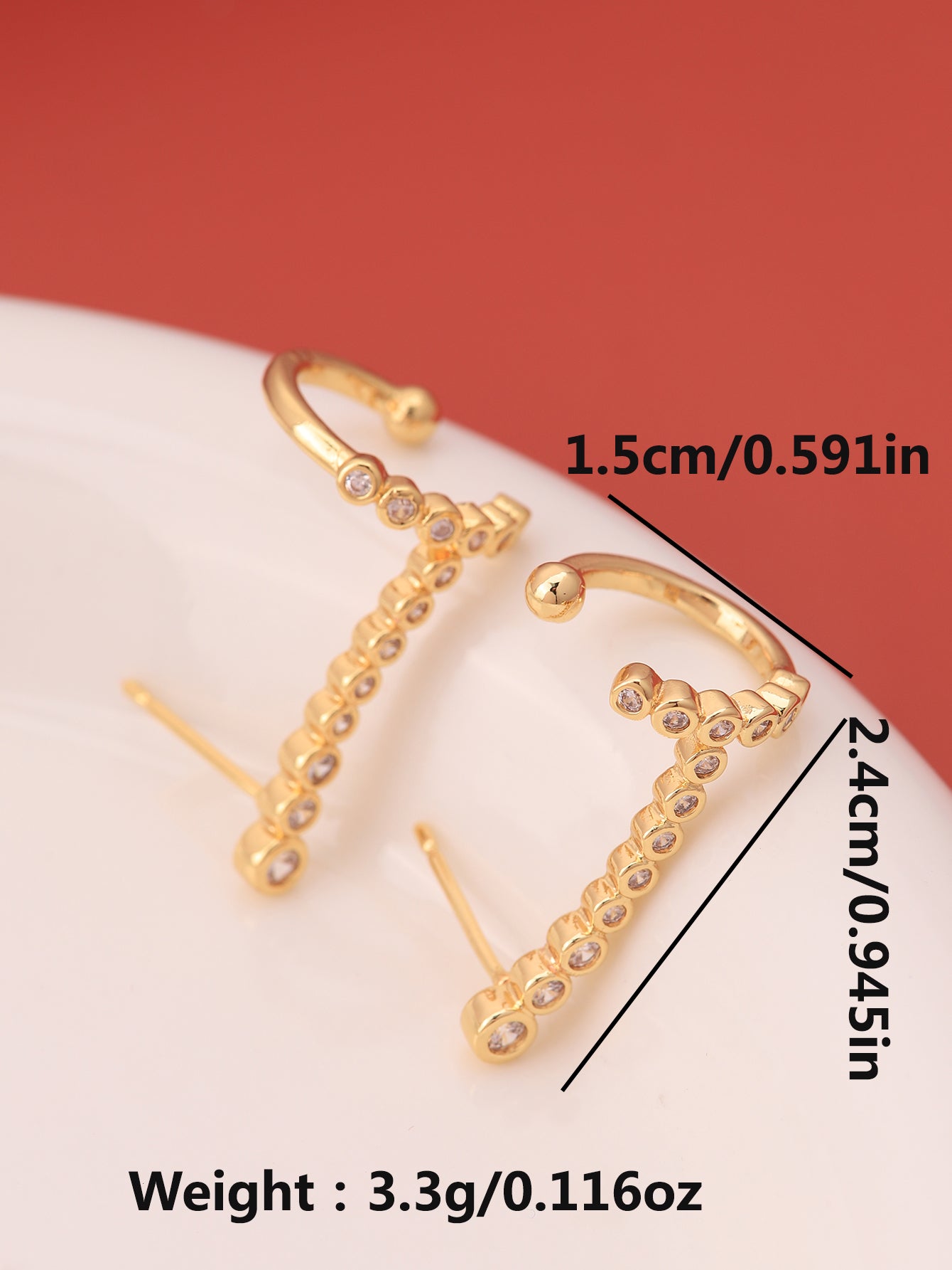 1 Pair Ig Style Geometric Plating Inlay Brass Zircon 18k Gold Plated Ear Studs