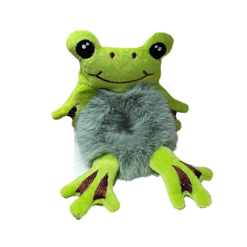 Cartoon Style Frog Plush Hair Tie