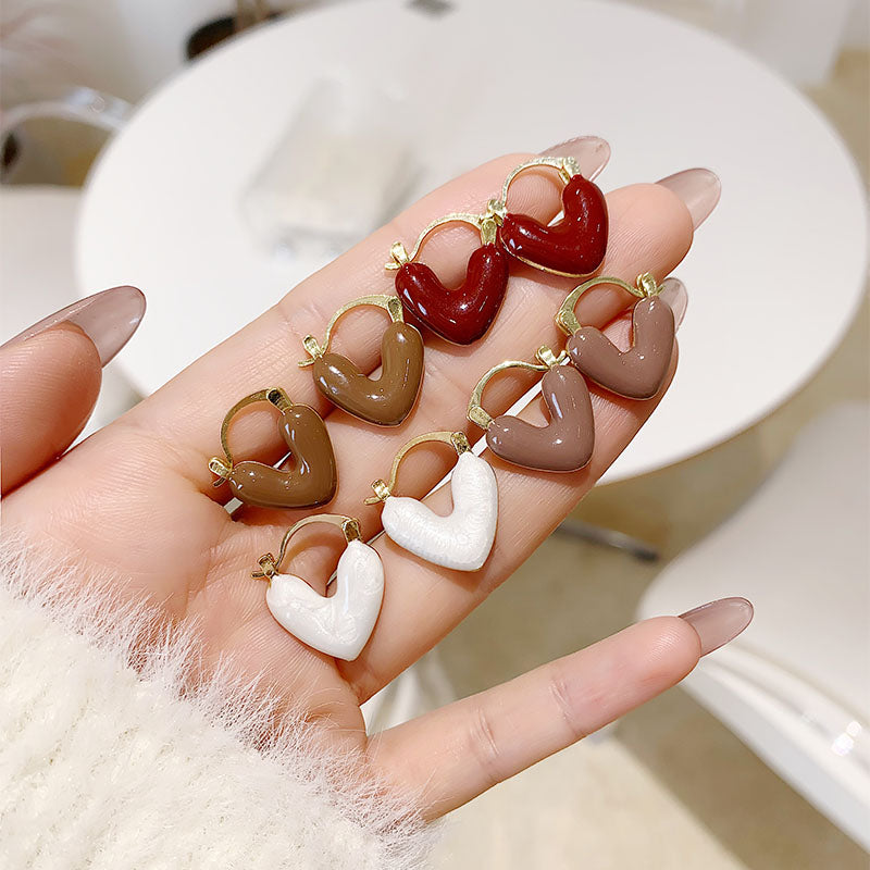 Wholesale Jewelry Vintage Style Heart Shape Alloy Gold Plated Plating Hoop Earrings