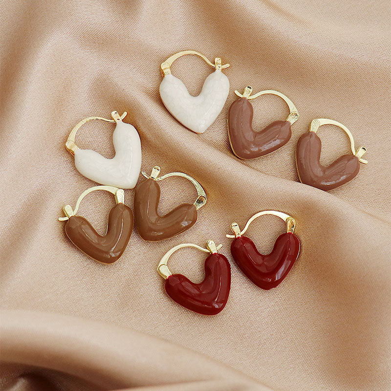 Wholesale Jewelry Vintage Style Heart Shape Alloy Gold Plated Plating Hoop Earrings
