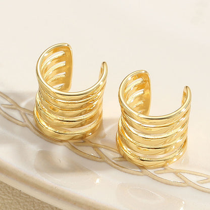 1 Pair Elegant Lady Simple Style Geometric Plating Inlay Brass Zircon 14k Gold Plated White Gold Plated Ear Cuffs