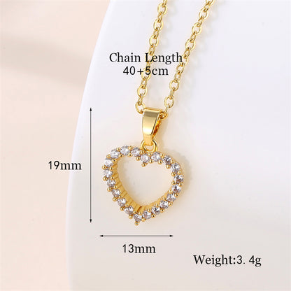 Wholesale Vintage Style Round Heart Shape Snowflake Stainless Steel Titanium Steel Plating Inlay 18k Gold Plated Gold Plated Zircon Pendant Necklace