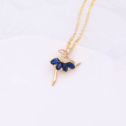 Elegant Shiny Human Copper Plating Inlay Zircon 18k Gold Plated Pendant Necklace