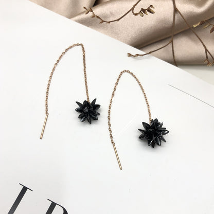 Fashion Round Star Flower Alloy Inlay Artificial Pearls Rhinestones Women's Ear Line 1 Pair