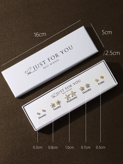 1 Set Japanese Style Water Droplets Inlay Copper Zircon Ear Studs