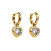 1 Pair Sweet Simple Style Heart Shape Inlay Stainless Steel Zircon Drop Earrings