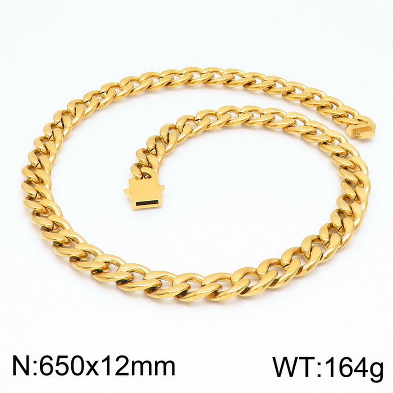 Hip-hop Retro Solid Color Titanium Steel Chain Bracelets Necklace