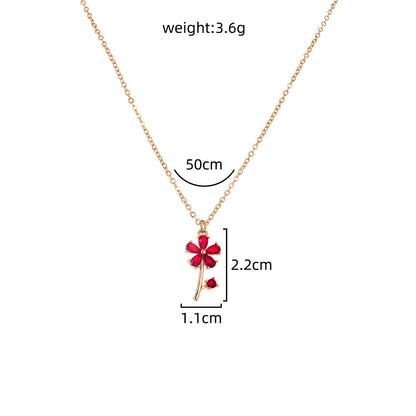 Elegant Lady Flower Copper Inlay Zircon Pendant Necklace