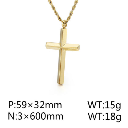 Punk Cross Titanium Steel Plating 18K Gold Plated Men'S Necklace