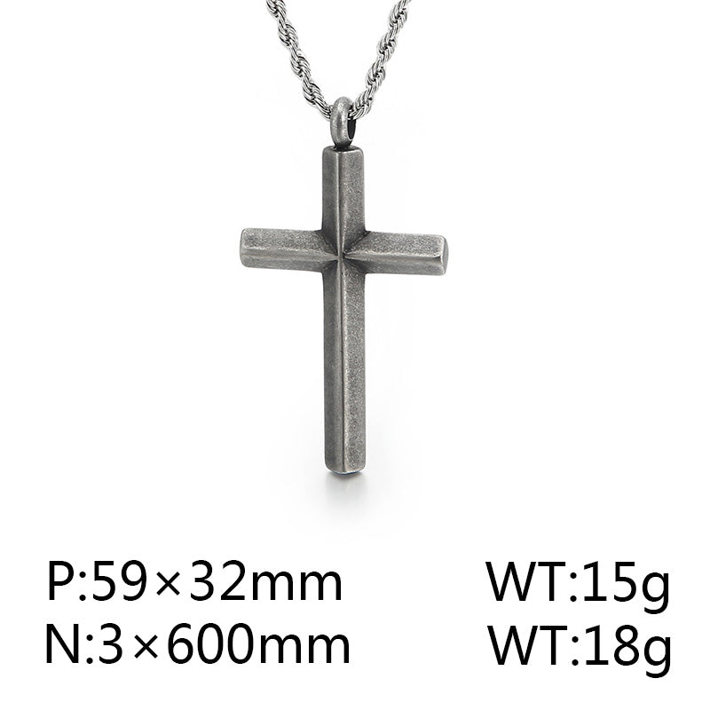 Punk Cross Titanium Steel Plating 18K Gold Plated Men'S Necklace