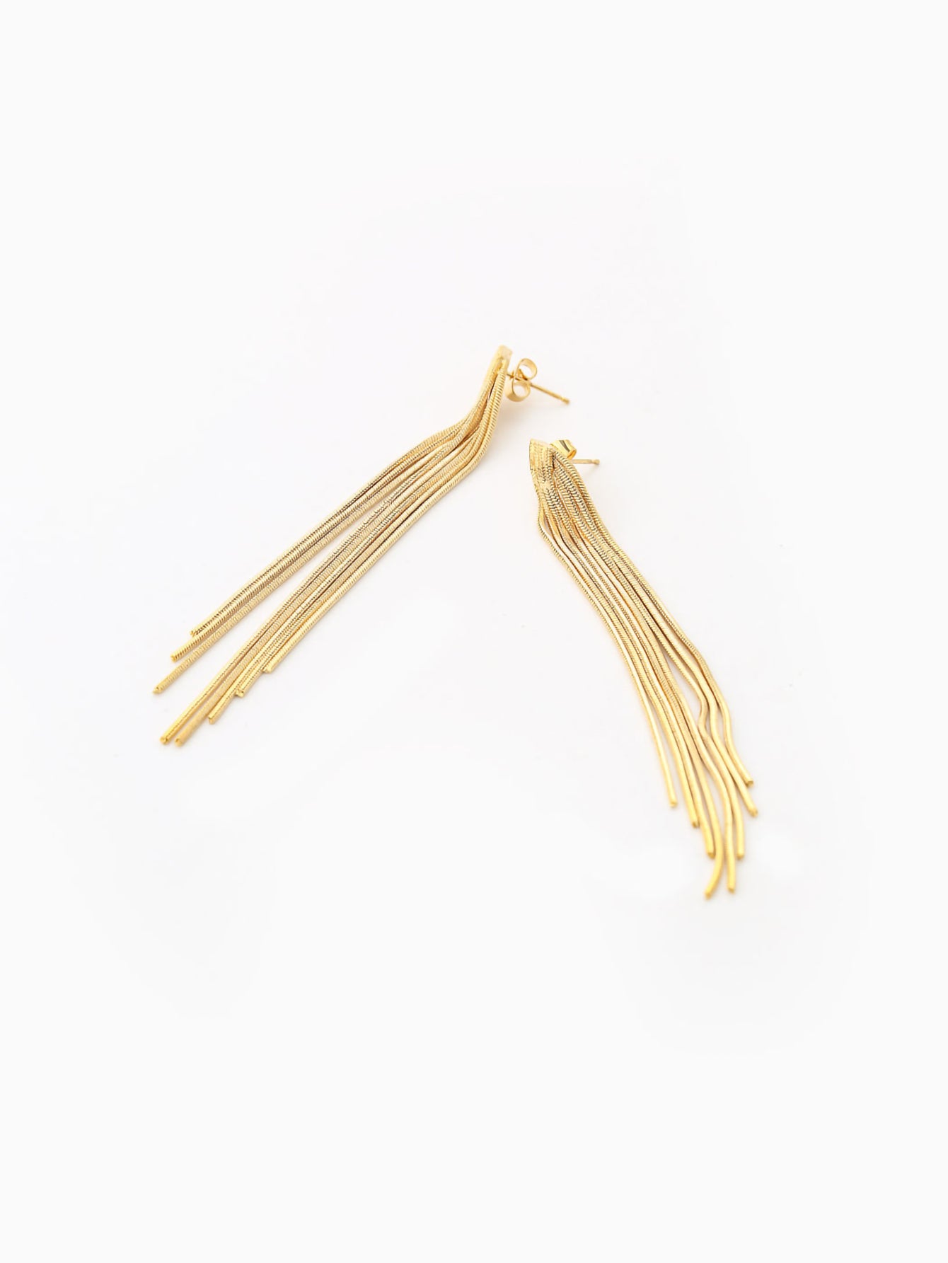 1 Pair Elegant Classic Style Solid Color Tassel Plating Copper 18k Gold Plated Drop Earrings