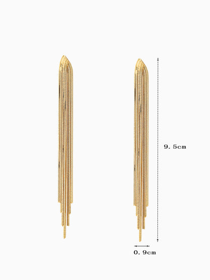 1 Pair Elegant Classic Style Solid Color Tassel Plating Copper 18k Gold Plated Drop Earrings