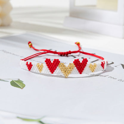Simple Style Classic Style Devil's Eye Heart Shape Polyester Glass Knitting Women's Bracelets