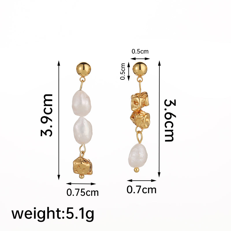 1 Pair Casual Elegant Round Plating Inlay Copper Freshwater Pearl 18k Gold Plated Drop Earrings