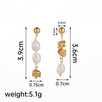 1 Pair Casual Elegant Round Plating Inlay Copper Freshwater Pearl 18k Gold Plated Drop Earrings