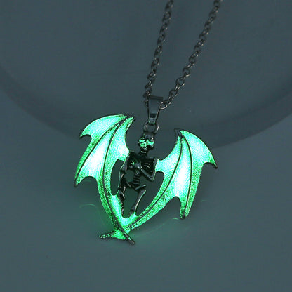 Halloween Pterodactyl Sword Luminous Leather Cord Necklace Wholesale Jewelry Gooddiy