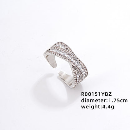 Elegant Simple Style Geometric Water Droplets Butterfly Copper Plating Inlay Zircon Open Rings