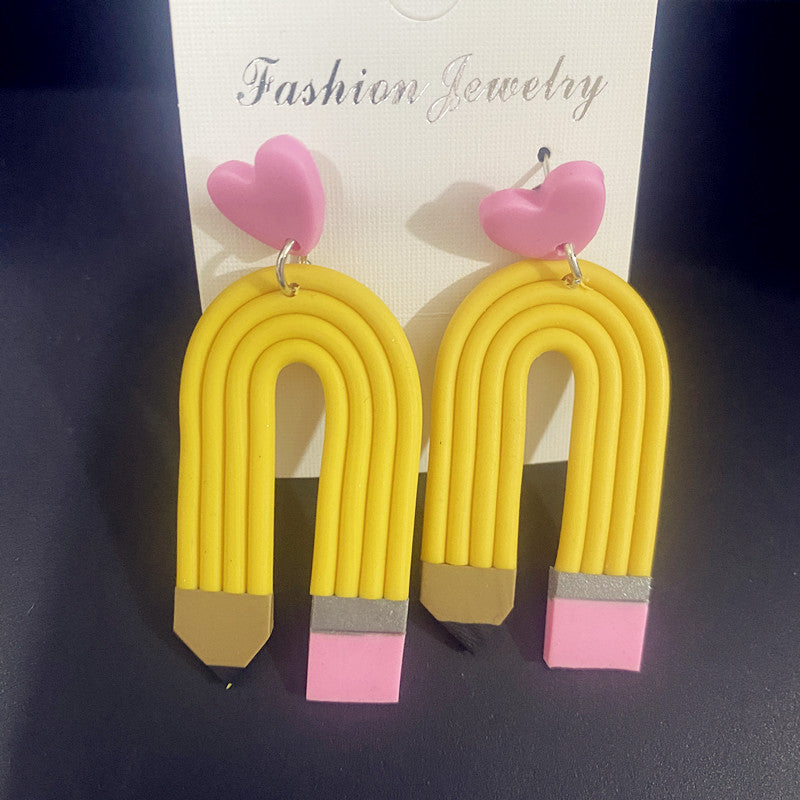 1 Pair Cute Geometric Soft Clay Irregular Women's Earrings