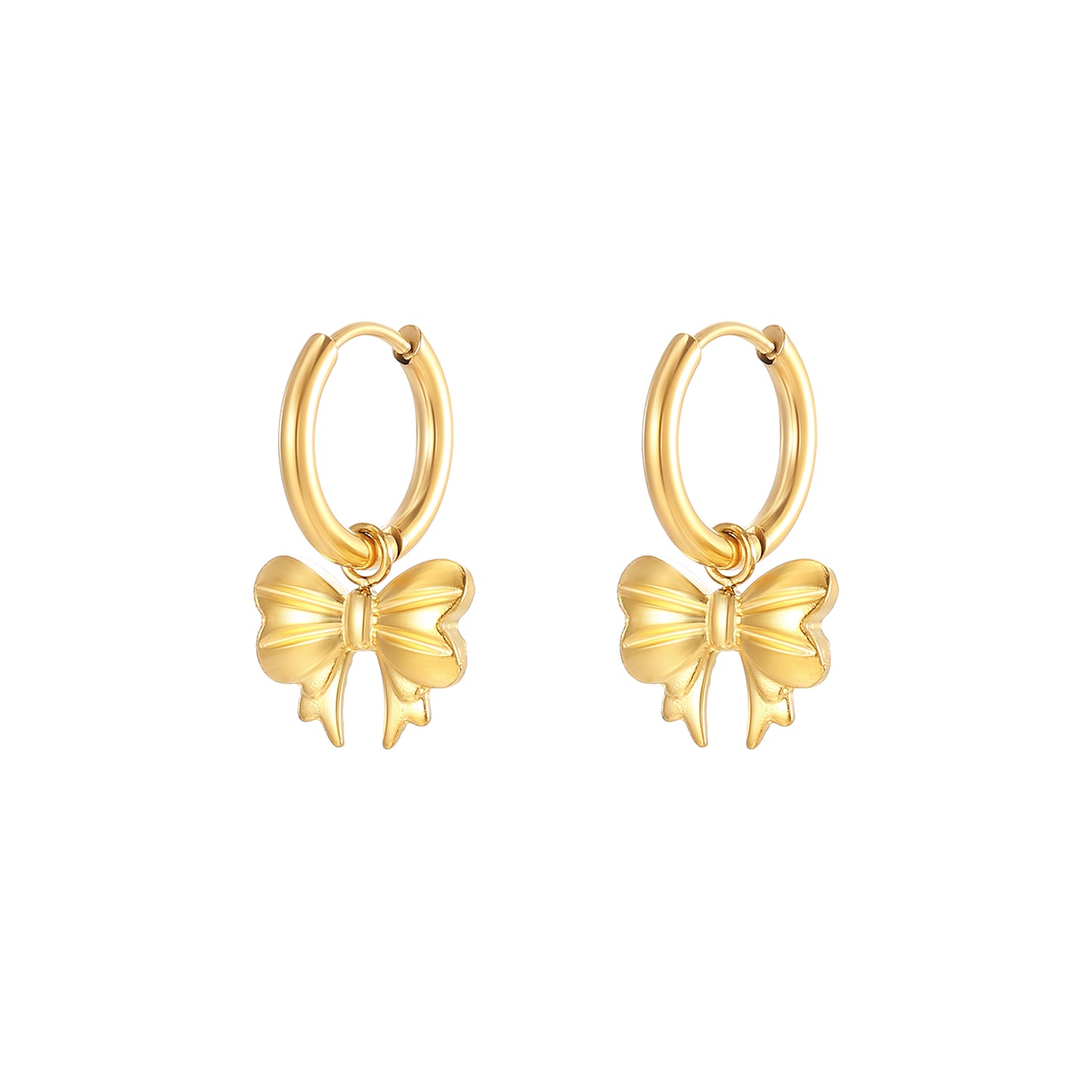 1 Pair Elegant Lady Bow Knot Plating Stainless Steel 18k Gold Plated Drop Earrings