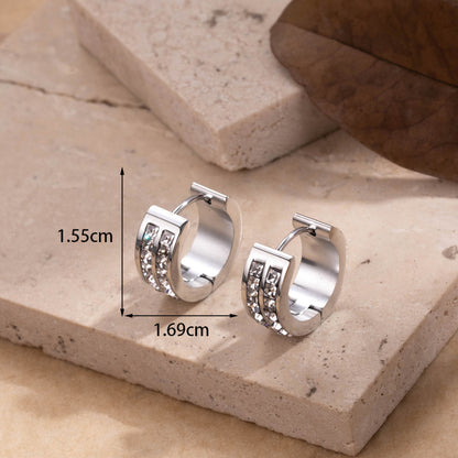 1 Pair Elegant Lady Simple Style Round Oval Flower Plating Inlay Stainless Steel Zircon 18k Gold Plated Ear Studs