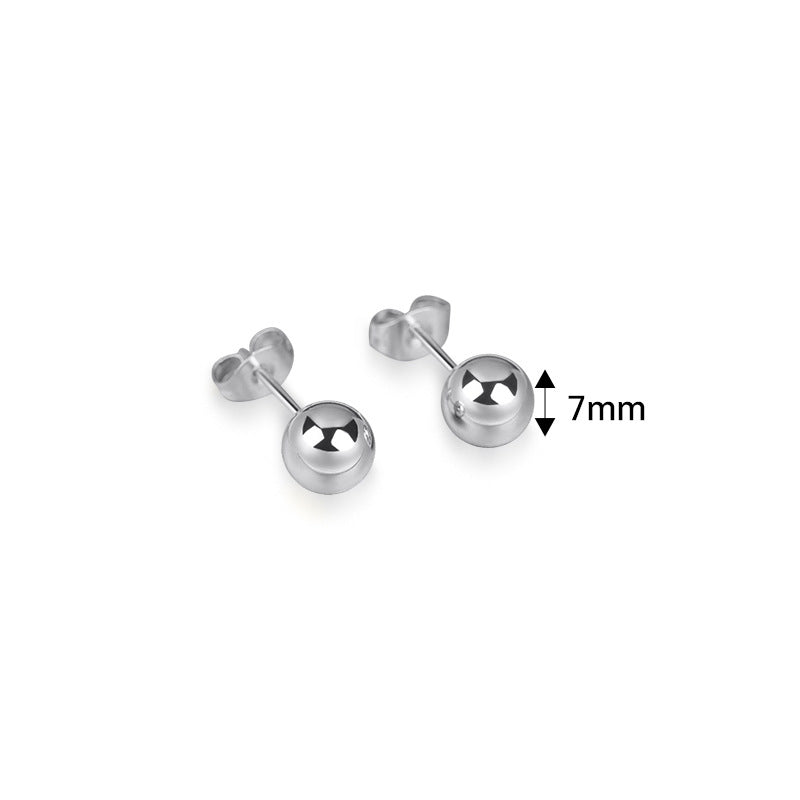 1 Pair Fashion Round Metal Titanium Steel Ear Studs