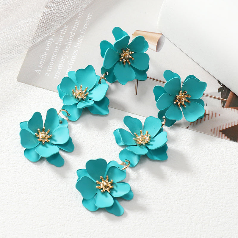1 Pair Simple Style Classic Style Flower Plating Alloy Gold Plated Drop Earrings