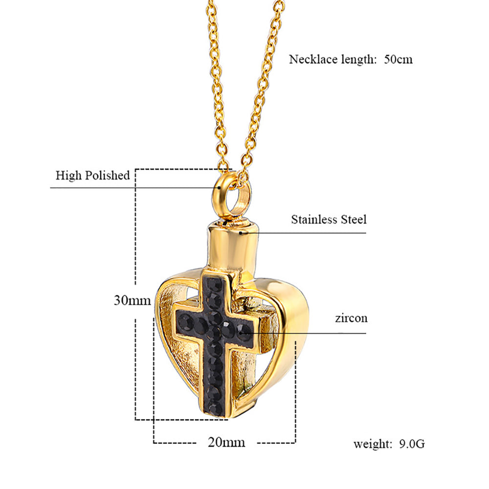 Wholesale Hip-hop Retro Heart Shape Stainless Steel Inlay Zircon Pendant Necklace