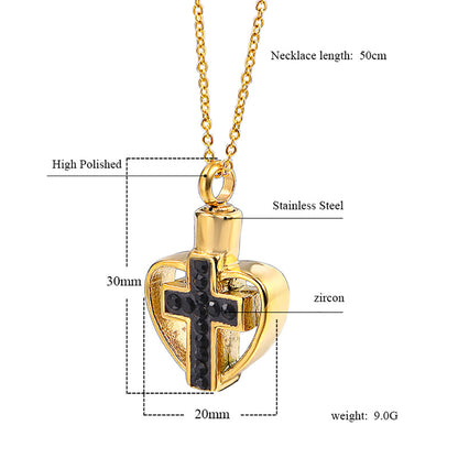 Wholesale Hip-hop Retro Heart Shape Stainless Steel Inlay Zircon Pendant Necklace