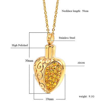 Wholesale Hip-hop Retro Heart Shape Stainless Steel Plating Gold Plated Pendant Necklace