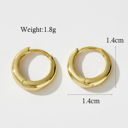 1 Pair Simple Style Commute Circle Plating Sterling Silver 14k Gold Plated Rose Gold Plated White Gold Plated Earrings