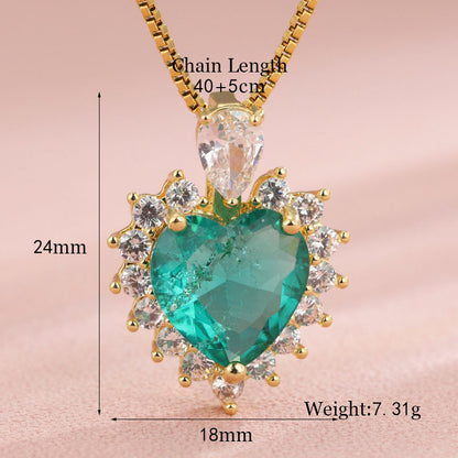 Vintage Style Heart Shape Flower Bow Knot Stainless Steel Copper Plating Inlay Zircon 18k Gold Plated Gold Plated Pendant Necklace