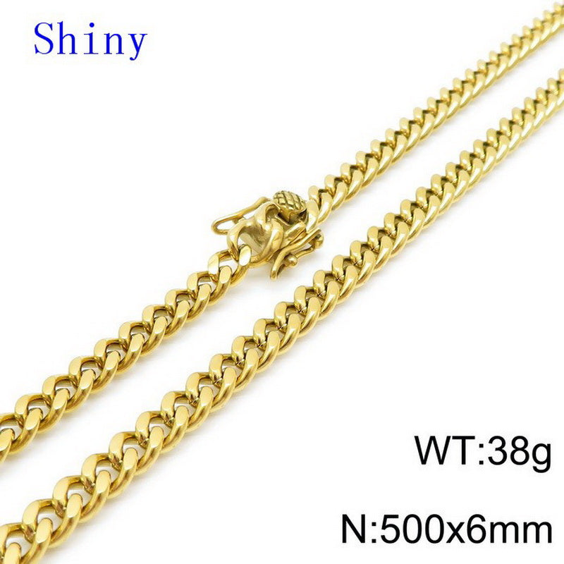 Hip-hop Retro Solid Color Titanium Steel Chain Necklace