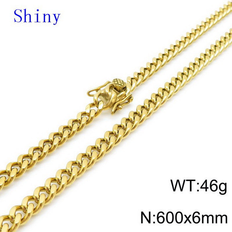 Hip-hop Retro Solid Color Titanium Steel Chain Necklace