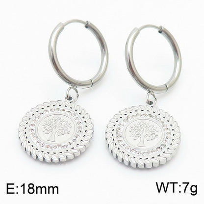 Elegant Lady Tree Titanium Steel Plating Earrings Necklace