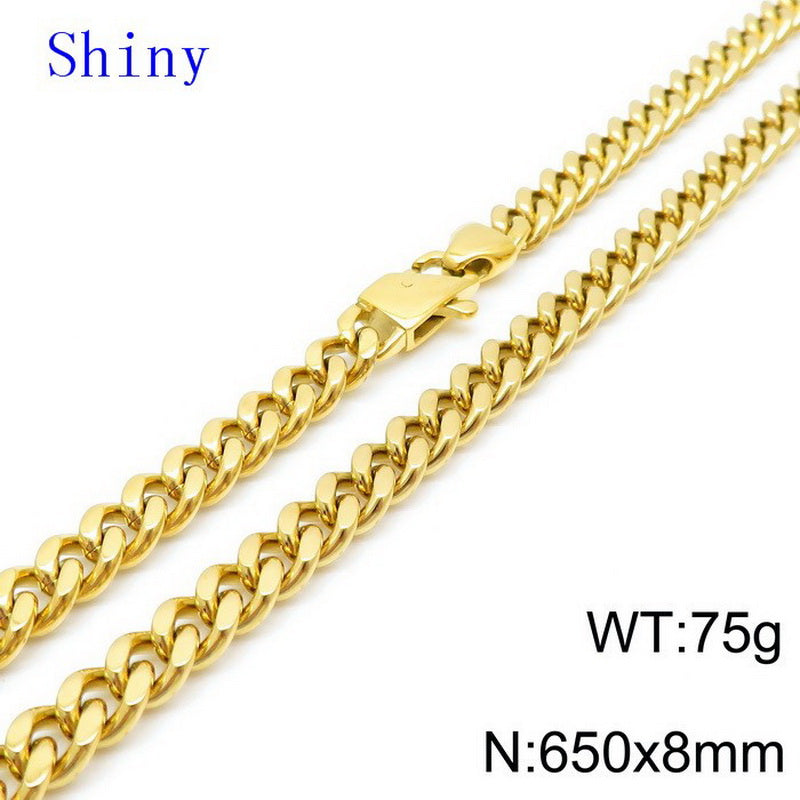 Hip-hop Retro Solid Color Titanium Steel Chain Necklace