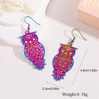 1 Pair Retro Simple Style Peacock Leaves Plating Stainless Steel 18k Gold Plated Drop Earrings